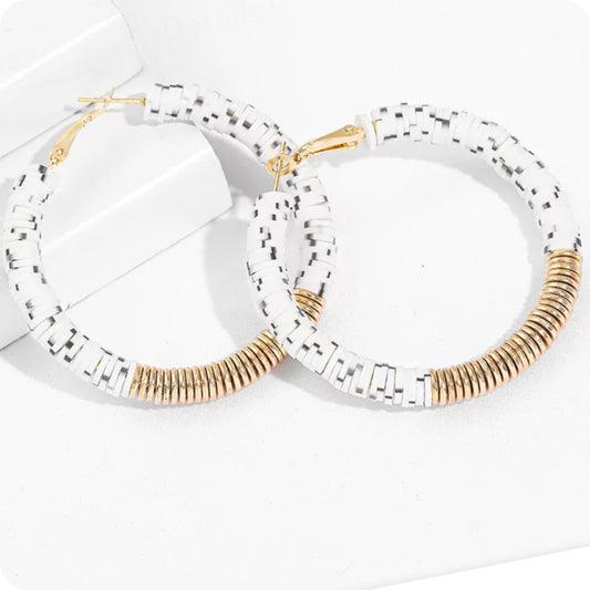 Beaded Gold Ring Hoops